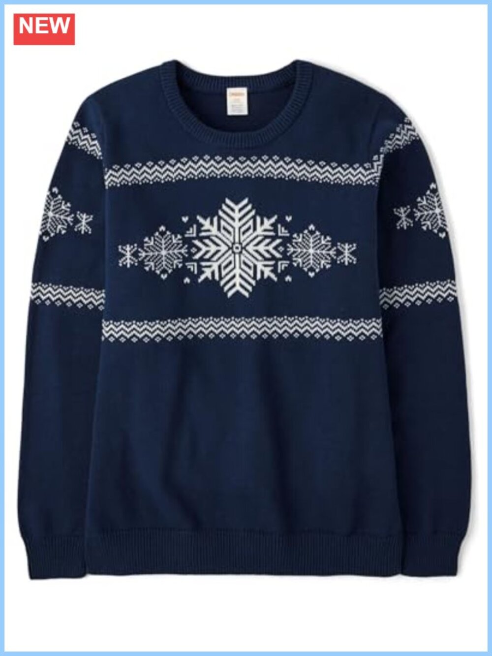 100% Combed Cotton Mock Neck Pullover Sweater Snowflake Holiday
